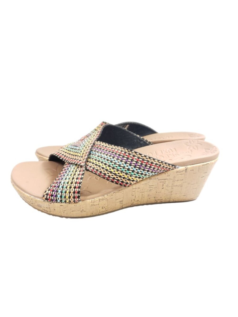 Skechers Cali Luxe Foam Womens Size 9 Wide Beverlee Multicolor Wedge Sandals - Picture 3 of 9